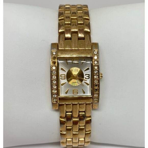 Kenneth Jay Lane Ladies Wristwatch Gold Tone 22mm case , bracelet 7.5” running - Picture 1 of 7